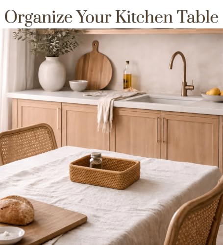 Image of Yangqihome Rattan Woven Basket, Small Wicker Baskets for Organizing (S)