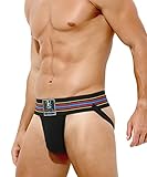 Casey Kevin Men's Wide Band Classic Athletic Supporter Sexy Jock Strap Gym Underwear,BLACK,Large