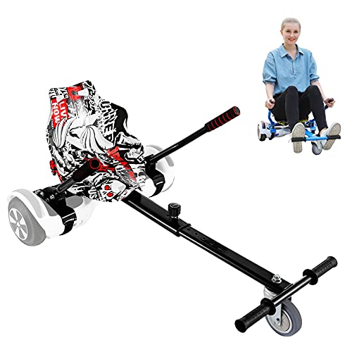 NICOOTH Hoverboard Seat Attachment Hoverboard attachments Hoverboard Accessory Hoverboard go Kart for Kids or Adults (Black Skull)