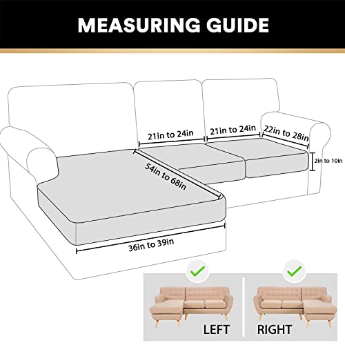 Sectional Sofa L Shape Couch Cushion Covers And Individual Cushions Sofa Cushion Covers Bundle, Furniture Protector, Plaid Pattern, Removable And Washable, Camel #TOP3