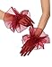 Women's Short Mesh Gloves with Ruffles - Sheer Lace Gloves for 1920s Costume, Opera Party & Dance Ivory