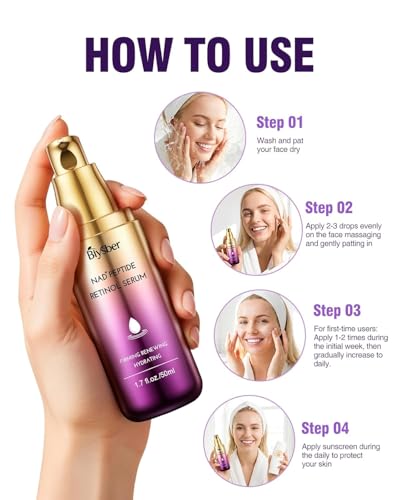 Image of Retinol Peptides Serum for Face: Anti Aging Collagen NAD+ Hydration Serum for Wrinkles Fine Lines, Firming Face Neck Skin for Women Men Day Night