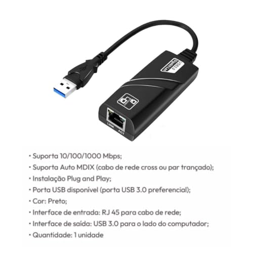 Adaptador de Rede Ethernet Gigabit USB 3.0 Para RJ45 10/100/1000 1000mpbs 1gb