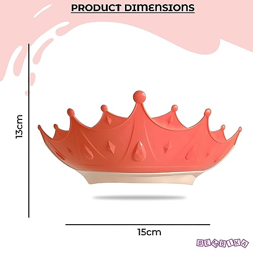 Image of Bembika Baby Shower Cap for Washing Hair, Soft Bathing Baby Shower Cap for Eye Protection and Hair Wash Adjustable Reusable, Waterproof, and Comfortable for Babies � (Crown Coral)
