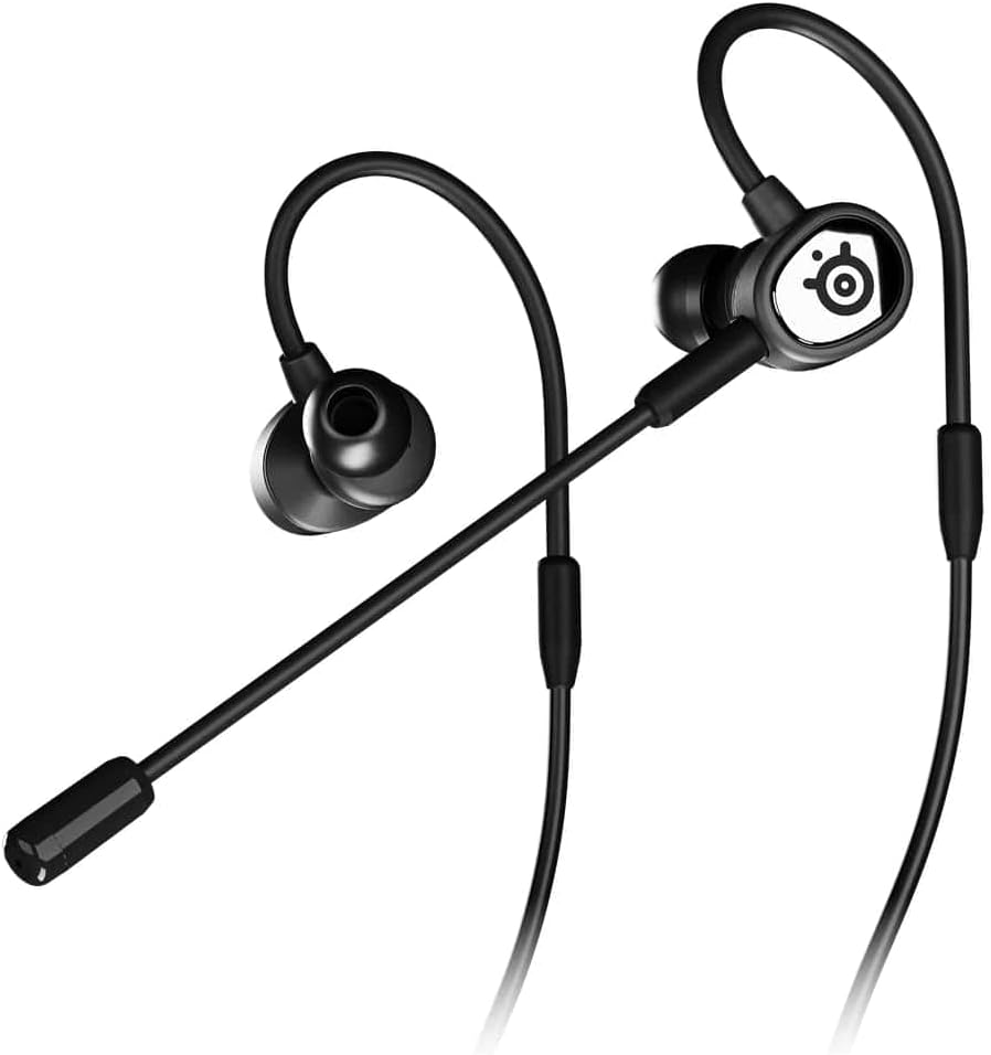SteelSeries Tusq Gaming Earphones with Detachable Microphone Noise Cancelling for PC/PS/Switch/Smartphone,Ear-Hook,Black,3 Settings to Fit Your Ear Size