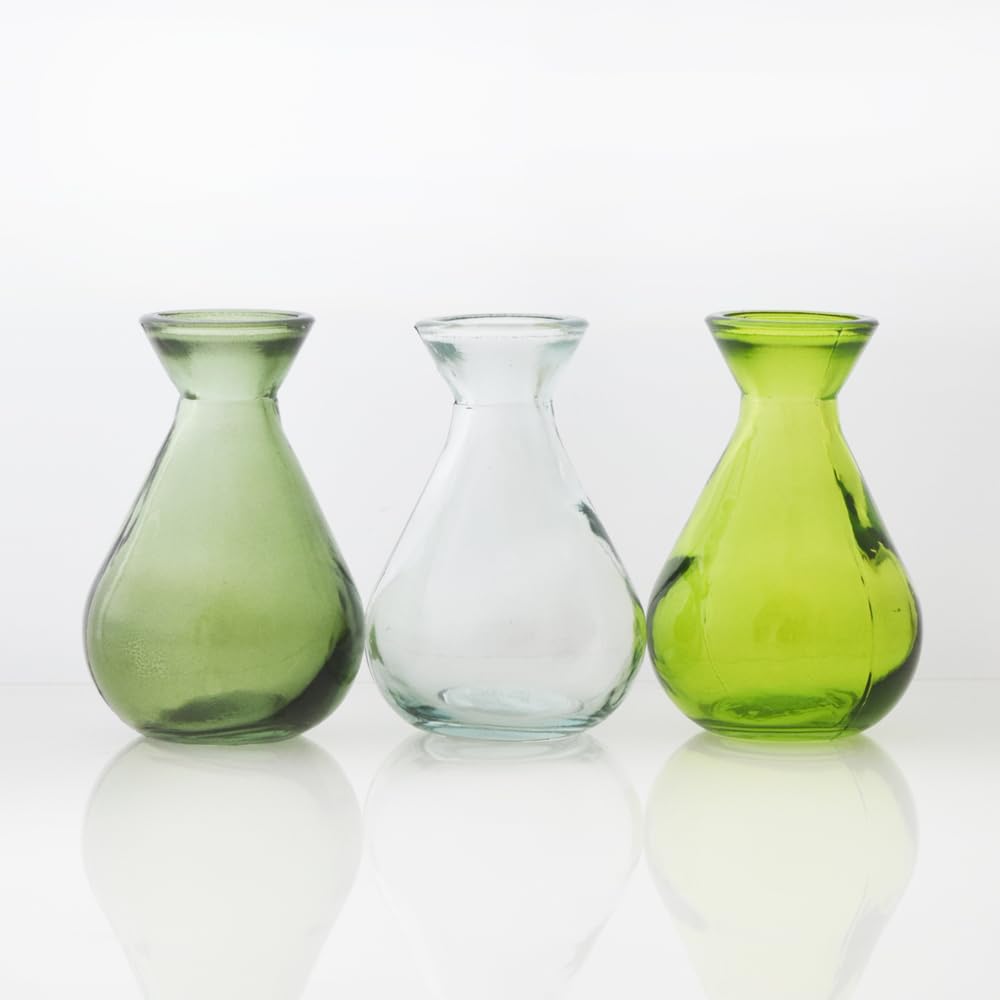Grehom Recycled Glass Bud Vase (Set of 3) - Classic; 10 cm Vase (Verdant)