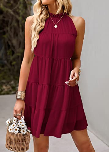Image of KIRUNDO Summer Sundresses for Women Halter Dress Babydoll