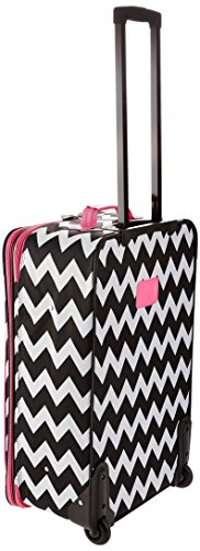 Image of Rockland Escape 4-Piece Softside Upright Luggage Set,Telescoping Handles, Pink Chevron, (14 /19 /24 /28)