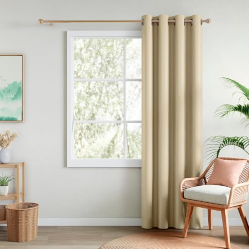 Image of Rivermoor Blackout Curtains Set of 1 |Blackout Curtains 7 feet Long for Living Room & Bedroom | Beige | 80% Room Darkening | 250 GSM | Acrylic Eyelet | 114 x 213 cm