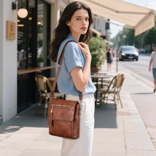 Image of UBAYMAX Leather Crossbody Purses for Women, Trendy Vegan Crossbody Bags Hobo Purses Bag Shoulder With Adjustable Guitar Strap