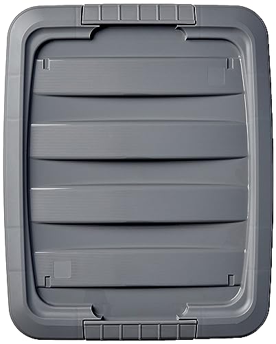 Image of Amazon Basics Plastic Storage Containers with Secure Latching Lids, Stackable Organization Bins, Clear /Grey, 19 Quart, Set of 6