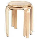 Yawinhe Wood Stools, Portable Barstools with Round Top, Anti-Slip Felt Pad, Stackable Stool Chairs, for Dinning, Living Room, Class Room, 11.8''Lx11.8''Wx16.5''H, Natural, 2-Pack