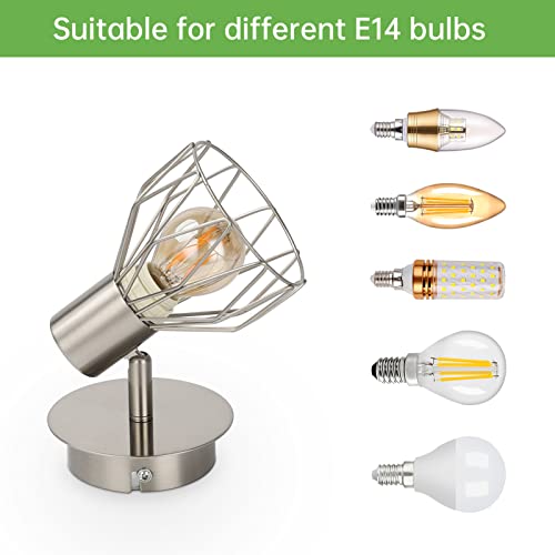Kimjo Wall Lights E14 Adjustable, Wall Spotlights Wire Cage, Ceiling ...