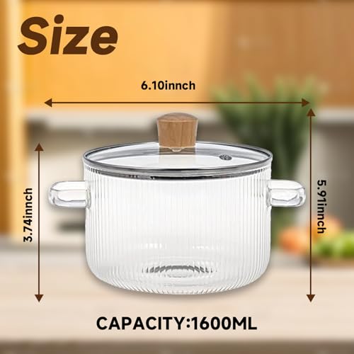 Casserole en verre thermorésistant 1.6L pour ébullition parfaite