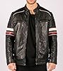 TruClothing Men's Biker Jacket Outwear Windproof Winter Racing Real Leather Jackets Coat Stripe - Black M #1