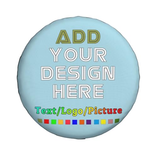 Image of Custom Spare Tire Cover Personalized Tire Covers Add Your Own Design Logo Picture Customize Wheel Cover Universal Size 14-17 in Fit for Jeep Trailer Camper RV Wheel Covers, LightBlue