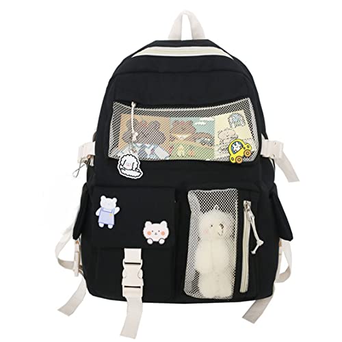 DBHFGJMN Backpack with Kawaii Pin and Cute Accessories, Mochila Aesthetic, Mochila Kawaii, Backpack School, Aesthetic Accesories, Kawaii Accesorios, Large Capacity Lightweight School Bag Cover