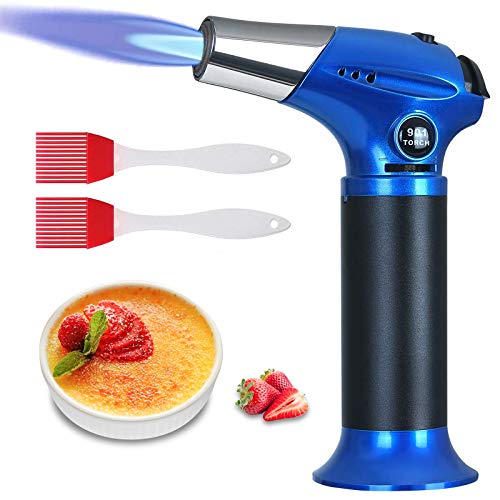 Flintronic Küchenbrenne Flambierbrenner, Nachfüllbar Butan Gasbrenner mit Sicherheitsschloss & 2 Silikonbürsten für…
