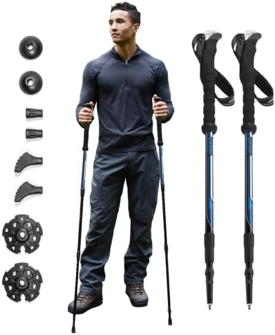 Cascade Mountain Tech Trekking Poles, Twist Blue EVA , One Size