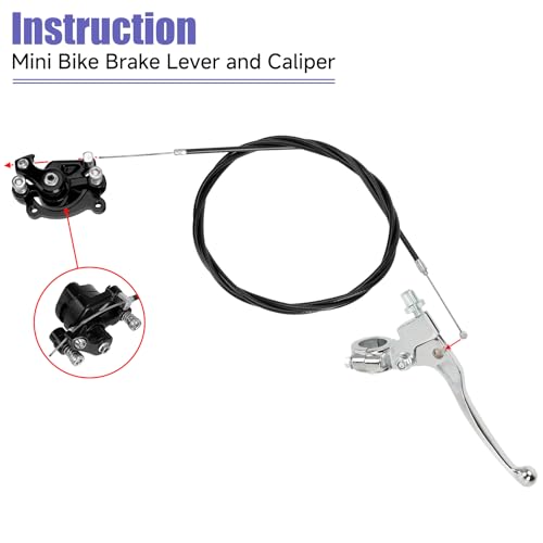 Image of Mini Bike Brake Lever Kit, Rear Disc Brake Caliper Compatible with Monster Mega Moto MMB80 105cc Motovox MBX10 MBX11 Baja DB30 GMB100 Coleman CT100U CC100X Predator 79cc 97cc 100cc Engine Parts