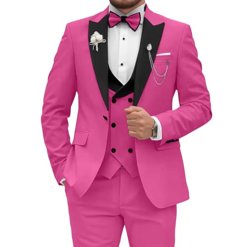 Men Suits 3 Piece Blazer Vest Pants Formal Wedding Groom Tuxedos Slim Fit Casual Prom Party Dress Suits