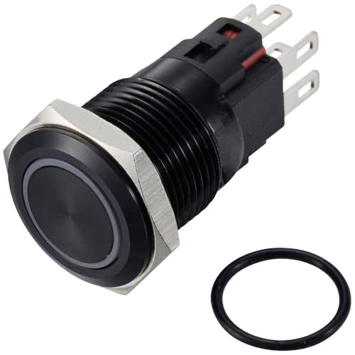 TRU Components TC-12647436 Taster 250 V/AC 3 A 1 x OFF/(ON) IP65 RGB Rückruf Aluminium, eloxiert, 1 Stück
