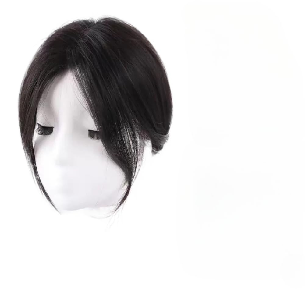 Seamless Straight Hair Human Hair Topper Hairpiece Top Piece Wiglets Double Needles Hairpiece for Women Thin Hair (Natural black,5 * 8-20cm)