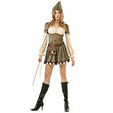 Lady Robin Hood Halloween Costume - Medieval Archer Girl Hunter Dress (Small) Multicolored