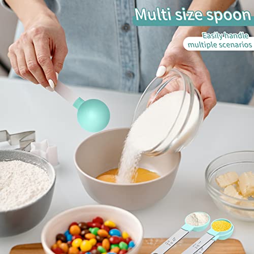 Measuring Cups Set Measuring Spoons Set, Nesting Measure Cups With Stainless Steel Handle, For Measuring Dry And Liquid Ingredients Small Teaspoon With Plastic Head (Mint Green) #TOP6