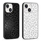 2 Pack Cute Cheetah Print for Apple iPhone 13/14 6.1" Phone Case,Luxury Leopard Pattern Design Cases Soft Silicone Slim TPU Shockproof Protective Bumper Cover for Women Girls-Black & White