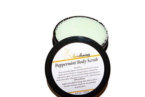 100% Natural Peppermint Anti Fungal Oil Body & Foot Sugar Scrub 6.5 oz. - Best for Acne, Dandruff and Warts, Helps with Corns, Calluses, Athlete foot, Jock Itch & Body Odor