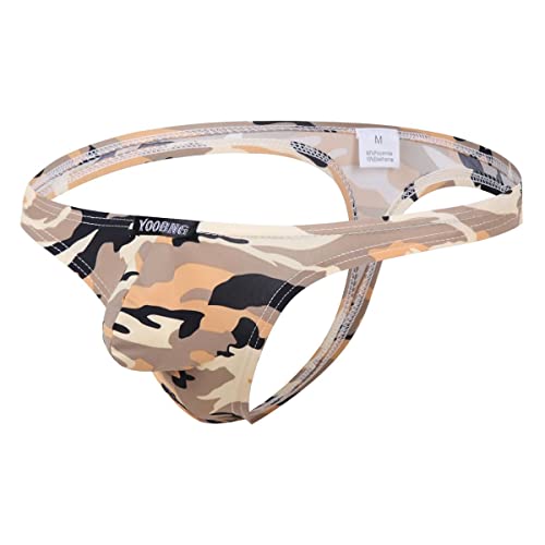 YOOBNG Backless Mens Camo Underwear Jockstrap Briefs Pouch Thong