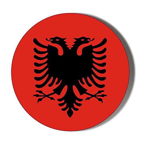 Gift Insanity Red, Black, White Albanian Flag Fridge Magnet 58Mm Round Diameter Novelty Magnet