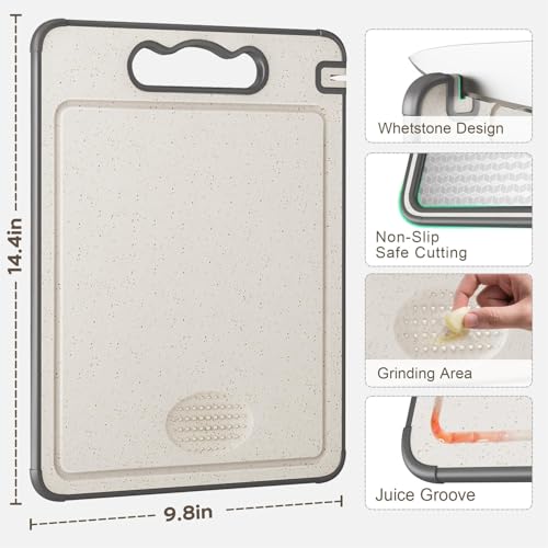 Tabla de cortar rectangular 2 en 1 de acero y PP 36.5x25x1 cm miniatura 3