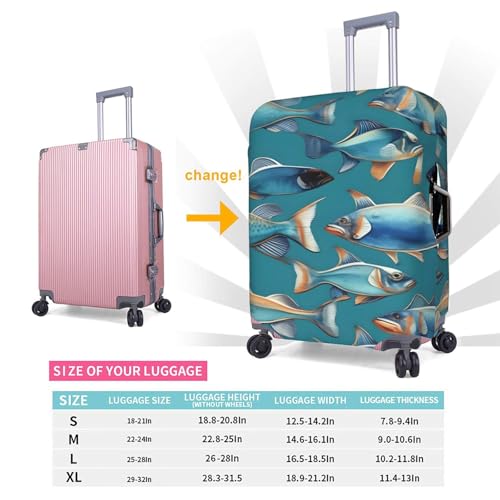 Housse pour bagage imprimé poissons océaniques protection blanche - 6