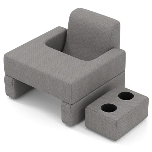 COSTWAY Lesekissen für Bett und Sofa, Bücherkissen mit Getränkehalter,...