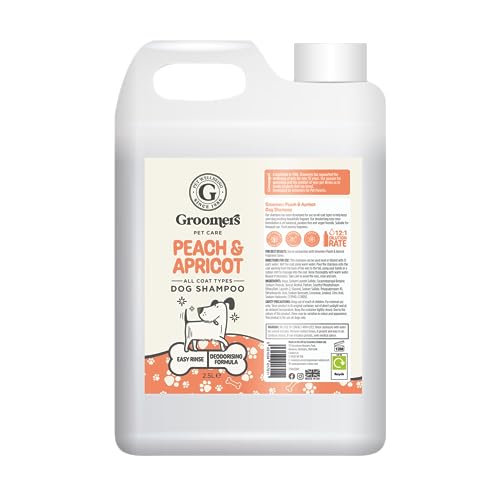 Groomers Professional Dog Shampoo Peach and Apricot 2.5L - pH Balanced and Paraben-Free - Quick Wash & Easy Rinse - Gentle Formula Suitable For Any Coat Type - Vegan-Friendly - Made in the UK