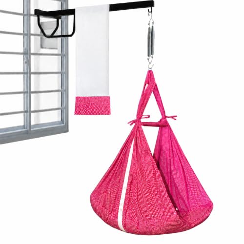 Image of VParents Sleeping Essentials with Mosquito Net & Spring with Window Stand, Small Dot (Red)