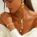 CLOACE Gold Long Choker Necklace Set Punk Cuban Y-Necklaces and Bracelet Fashion Chain Jewelry Accessories for Women (G-3)