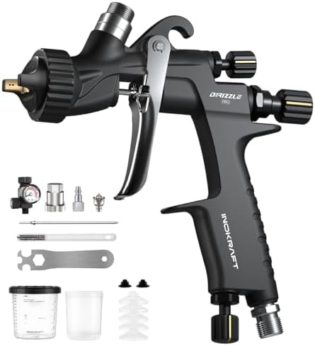 InoKraft Drizzle Pro LVLP Lackierpistole Professionelles Farbsprühsystem | extrem leicht (340 g), Low-Overspray, 1.3B/1.3C Düsenkit – für Auto, Wandfarbe & Industrie