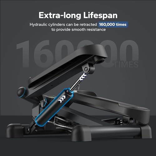 MERACH Mini Steppers for Exercise, Twist Stepper with Resistance Bands, 330LBS Capacity Stair Step Cardio Equipment for Full Body Workout & Rowing Machine