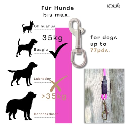 5m Schleppleine Hunde, Wasserfeste Hundeleine Rundleine ohne Schlaufe, Sichere Freilauf-Trainingsleine pink, bis 35kg