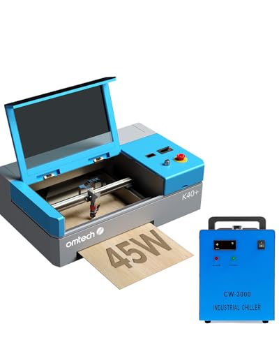 OMTech K40+ CO2 Laser Engraver with CW-3000 Water Chiller, 8