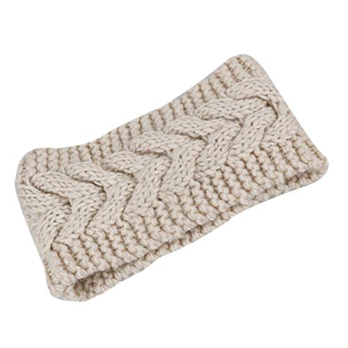 Pusheng Damen wolle-häkelarbeit twist stirnband-ohr-mer versatile Beige One Size
