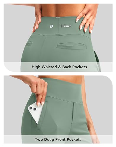 Image of SANTINY Women's 9 inch High Waisted Bermuda Shorts with 4 Pockets Knee Length Long Shorts for Women Workout Athletic Casual