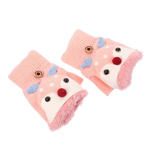 1pair Boys and Girls Adorable Windproof Half-finger Gloves for Outdoor Use Warm Woolen Yarn Knitted Design for Cold Days Attractive Gloves