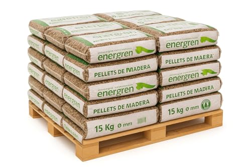 Peyca 225 kg de pellets de Madera (Pallet con 15 Sacos DE 15KG) Certificado ENplus y Calidad A1. Diametro 6 mm. 100% Madera de Pino.Ideal para chimeneas, Estufas o barbacoas.