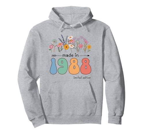 Vintage 36 Years Old Made in 1988 Wildflowers 36th Birthday Sudadera con Capucha
