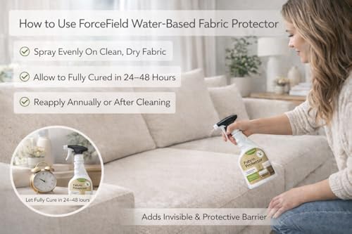 ForceField Fabric Protector 22 oz Spray – Water-Based, Fluorochemical-Free Stain Repellent for Upholstery, Carpet, Rugs & Clothing – Protects Against Water-Based Spills