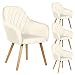 Produktbild Wolmics Esszimmerstühle mit armlehne 4er Set Stühle aus Samt und Massivholz,Küchenstühle Sessel Skandinavisch voor esszimmer Schlafzimmer,Cremeweiß